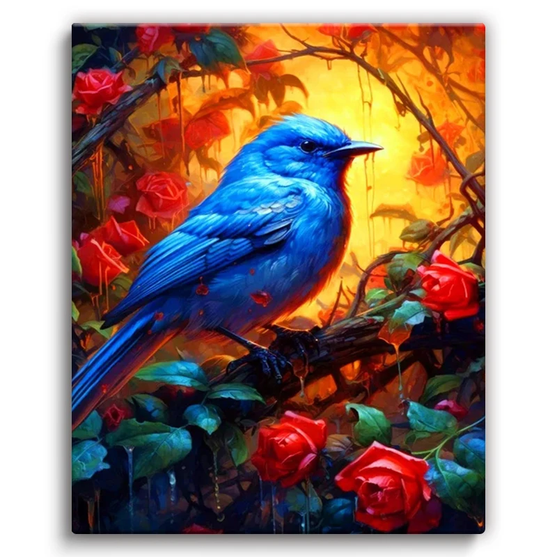 

RUOPOTY painting by numbers birds Flower branches Markers by numbers Home decoration Wall art