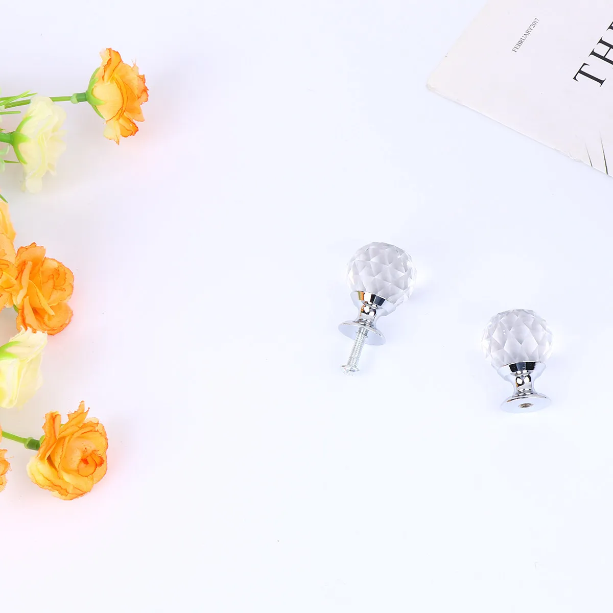 10Pcs Elegant Crystal Drawer Pull Handle for Kitchen Cabinet Door Dresser Chest Modern Home Decor Simple Sleek Design Silver