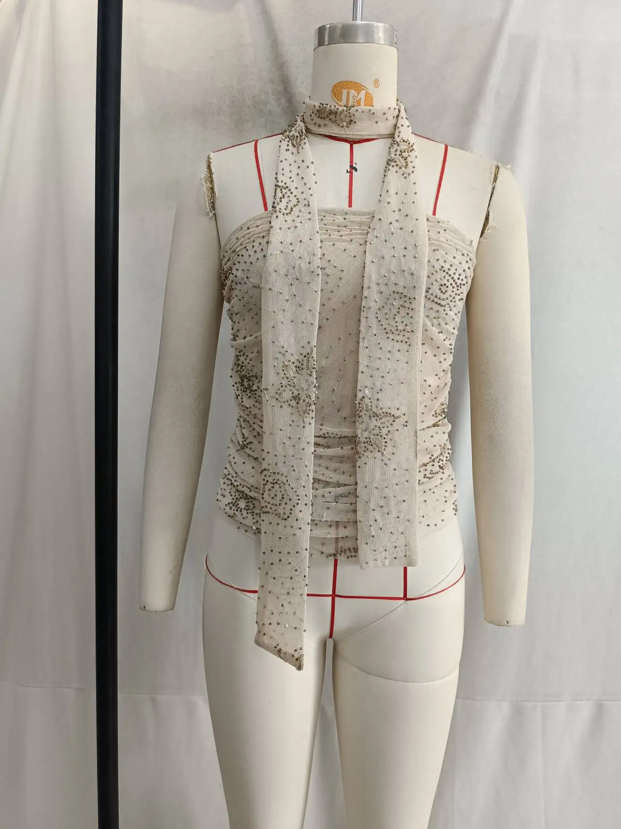 مطرز تنورة دعوى المرأة سليم الترتر الرسن المحاصيل الأعلى مرونة الخصر التنانير الطويلة 2 قطعة مجموعة 2025 الصيف شاطئ حفلة سيدة وتتسابق #5