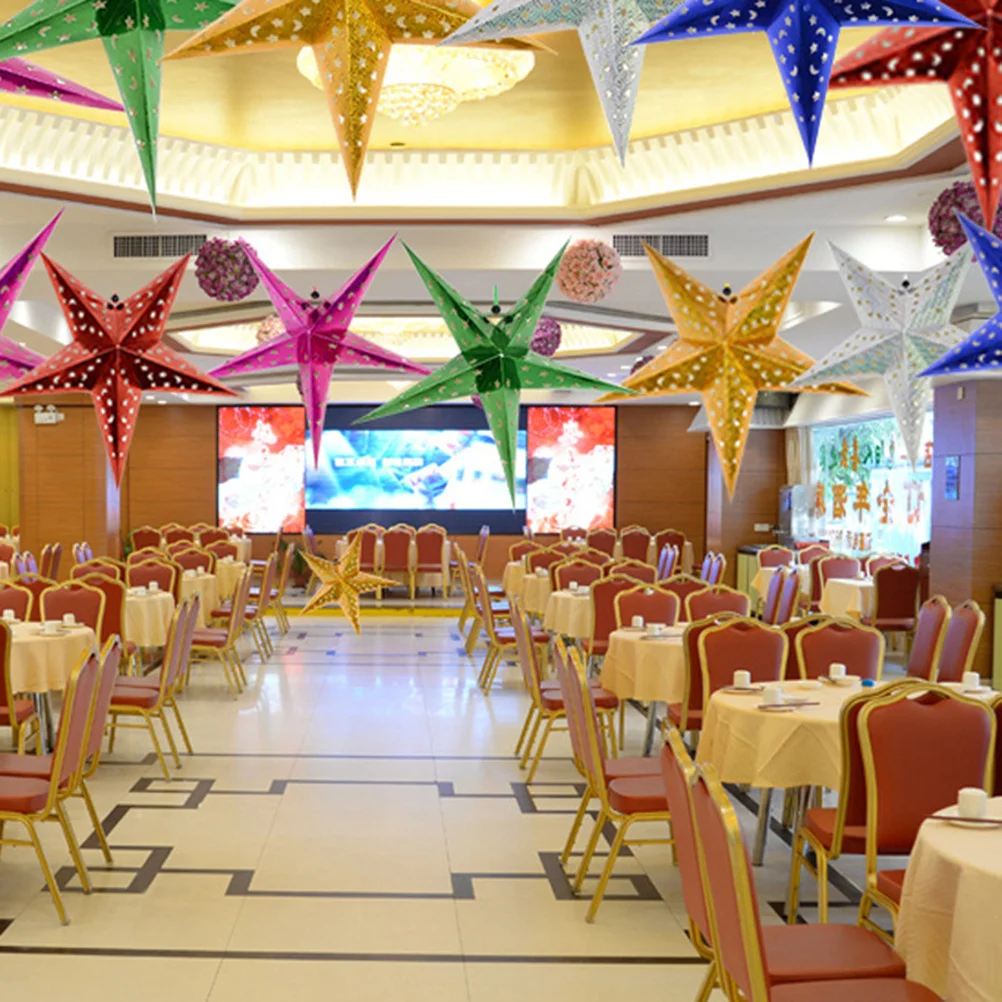 

8pcs Pentagram Lampshade Shiny Paper Decorative Light Shade For String Fairy Party Wedding Easy Assembly