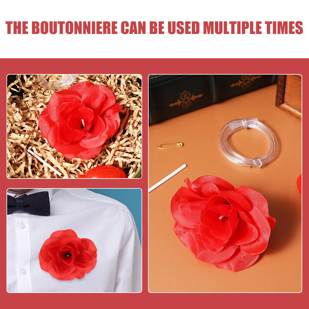 2Pcs Squirting Rose Trick Creative Prank for Halloween April Fool Day Realistic Red Artificial Rose