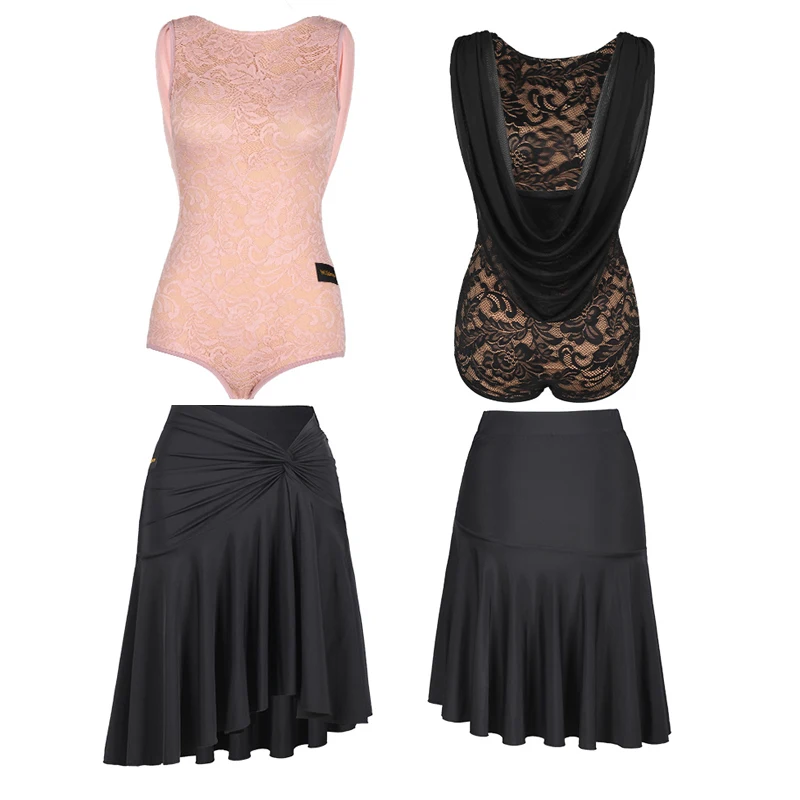 Dames Latin Dance Kostuum Mesh Rugloze Latin Tops Rokken Moderne Tango Salsa Cha Samba Rumba Dans Oefent Kleding Sl6913