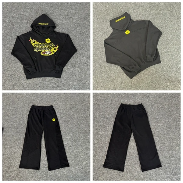 

Ins Foamed Printed Sportswear Casual Set Autumn Winter Fce Lined Hoodie Pants Teenage Boy's Faion Comfortable Outfit