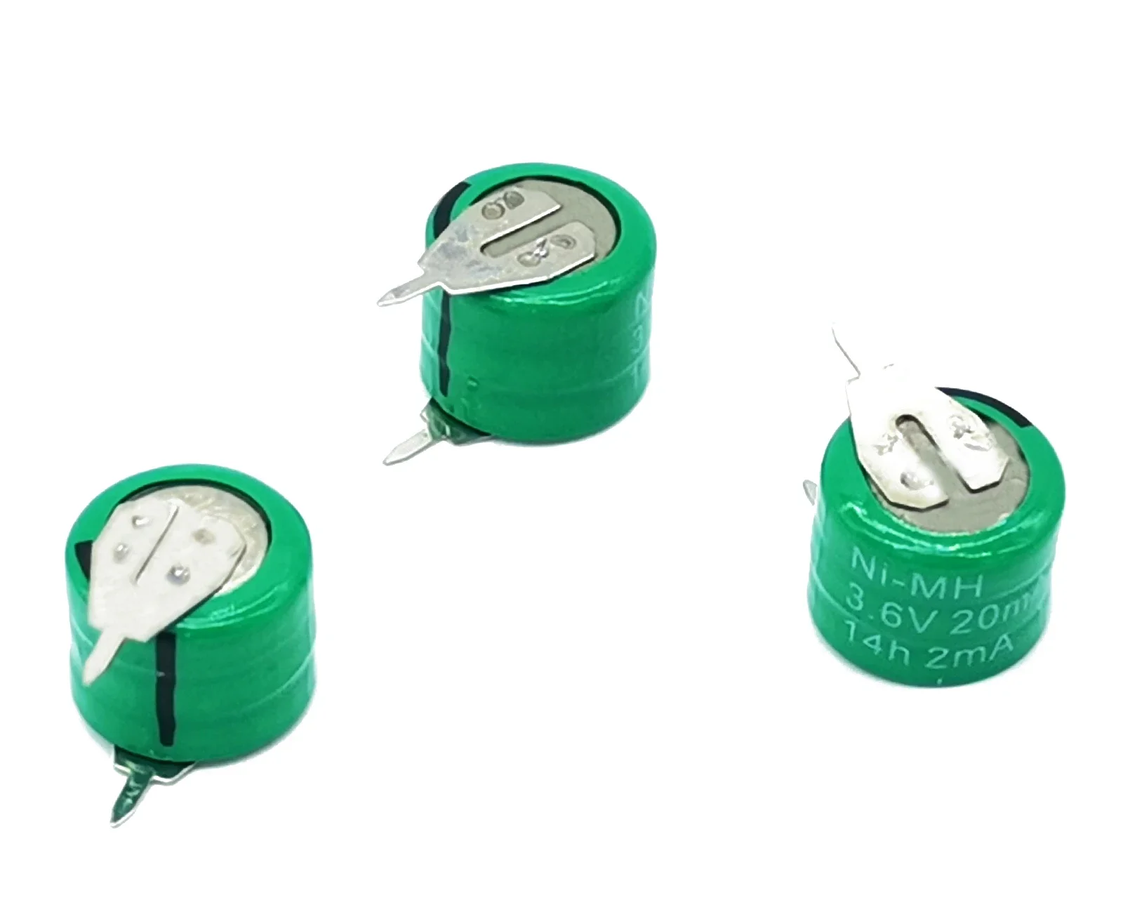 3x Ni-MH Button Rechargeable Battery w/tabs 3.6V 20MAH For PLC Data backup power