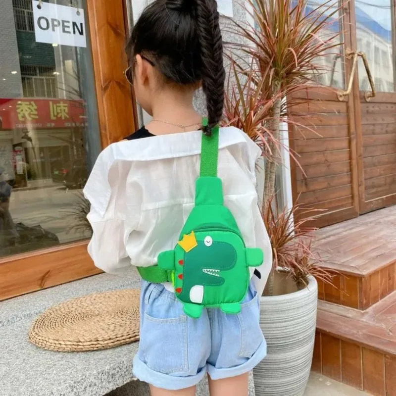 Cute Cartoon Dinosaur Baby Backpack Children Boys Girls Chest Messenger Bag Travel Strap Bag Adjustable Animal Kids Backpack