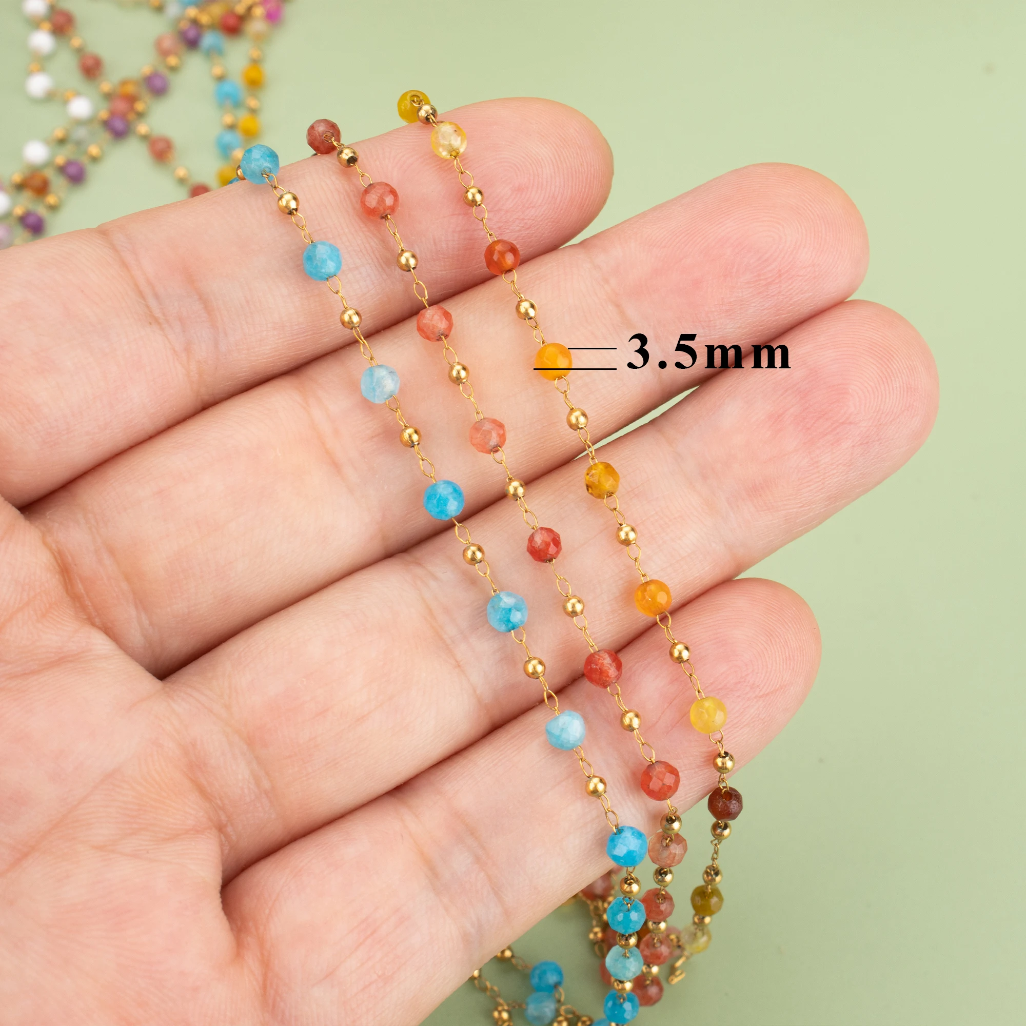 YEGUI,1m/lot,C455,chain,stainless steel,natural stone,charms,hand made,jewelry making findings,diy bracelet necklace image 2