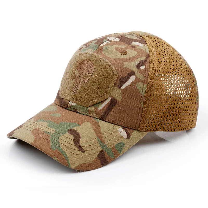 Nieuwe Tij Punisher Schedel Multicam Operator Mesh Baseball Cap Mannen Cool Ingericht Tactische Cap Goede Kwaliteit Ademend Outdoor Sport