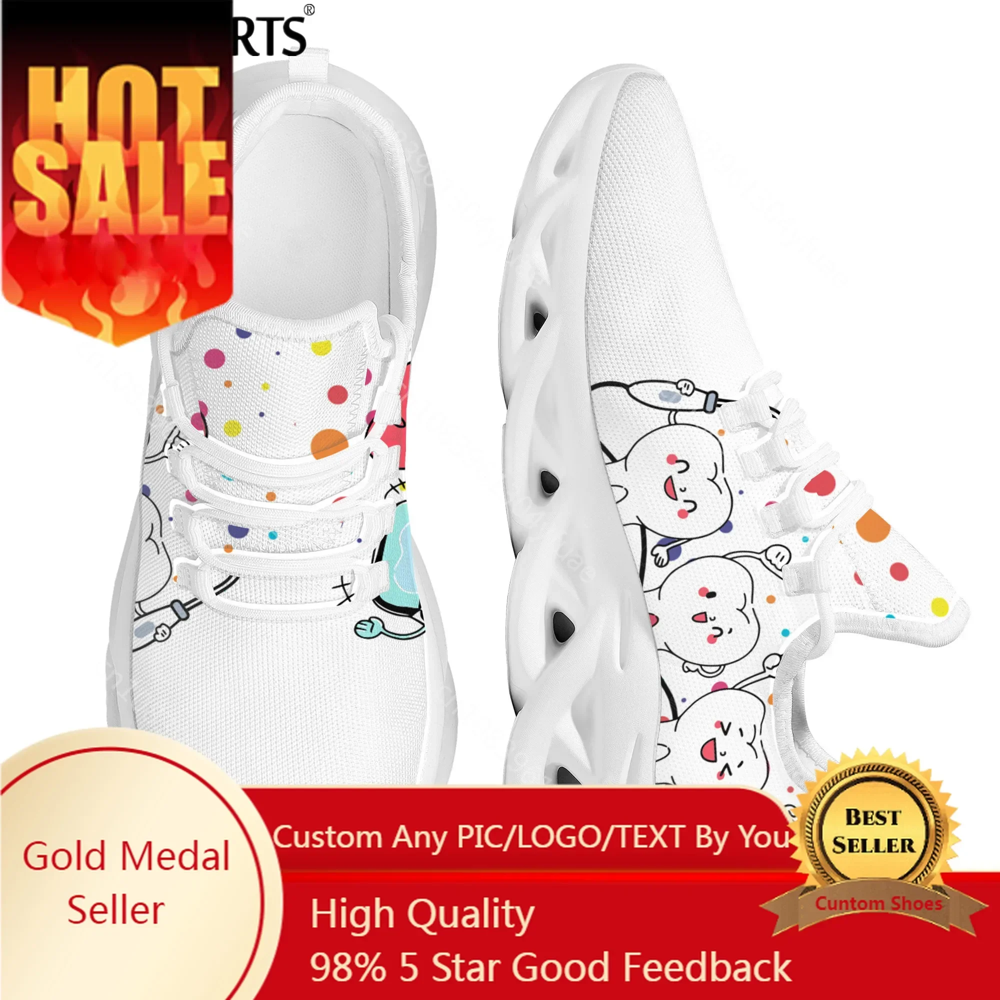 

New Trend Women Flats Cartoon Dentist Tooth Pattern Casual Shoes Breathable Mesh Female Sneakers Zapatos Mujer 2022