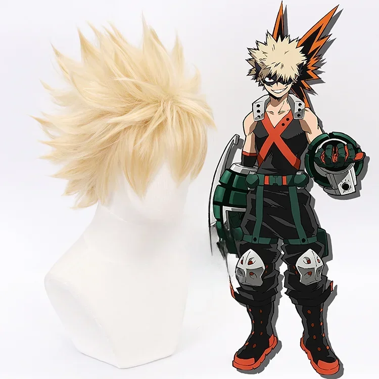 Anime My Hero Academia Bakugou Katsuki Bakugo Short Linen Blonde Heat Resistant Baku no Hero Cosplay Costume Wigs