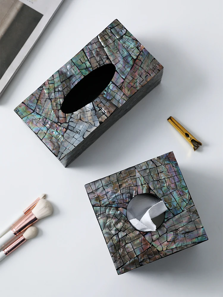 Colorful Shell Decor Tissue Box Creative Ins Style Luxury Home Paper Holder Living Room Storage
