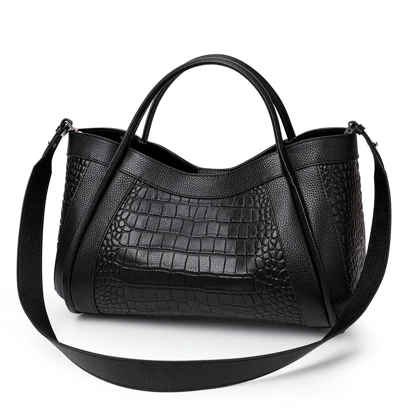 2024 New Fashion Versatile Handbag with Crocodile Pattern Women's Bag One Shoulder Crossbody Mom's Bag Large Capacity