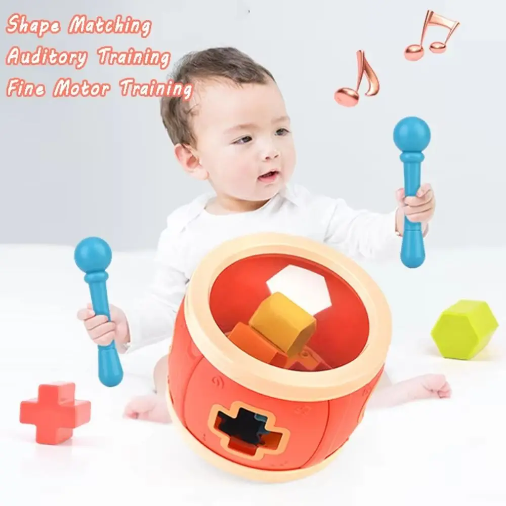 

Montessori Musical Drums Set Matching Maze Rhythm Sound Baby Musical Instrument Drum Percussion Percussion Shape