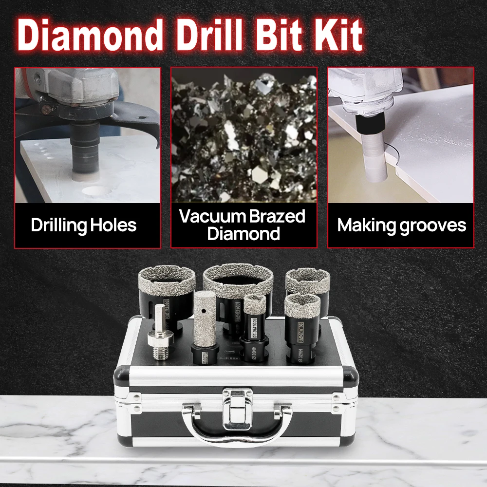 Dt diatool-ダイヤモンドホールソーカッター,ドリルビットセット,タイル磁器セラミック用m14,20mm, 32mm, 45mm, 55mm, 68mm, 1セット