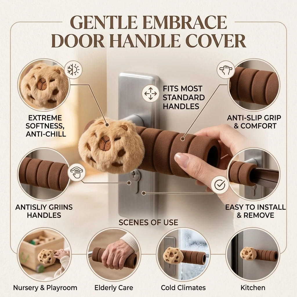 Cartoon Sleeping Guinea Pig Door Handle Sleeve Plush Anti Collision Pad Decorative Protector For Bedroom Home