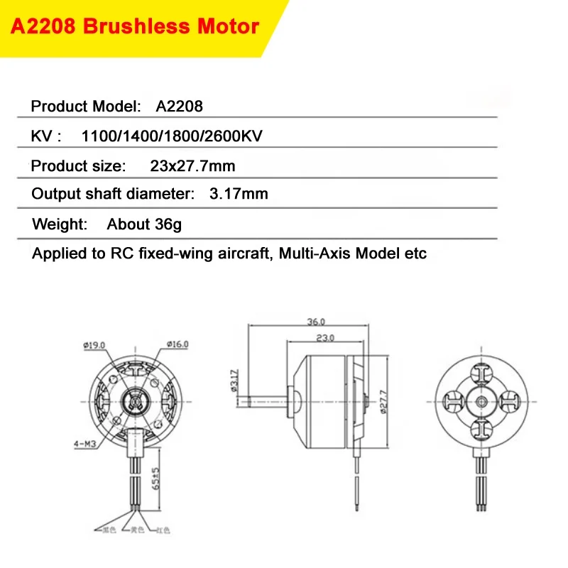 10PCS XXD A2208 Brushless Motor 1100KV To 2600KV Multi-copter RC Fixed Wing Drone Airplanes Metal Outrunner Motor For Drones Air