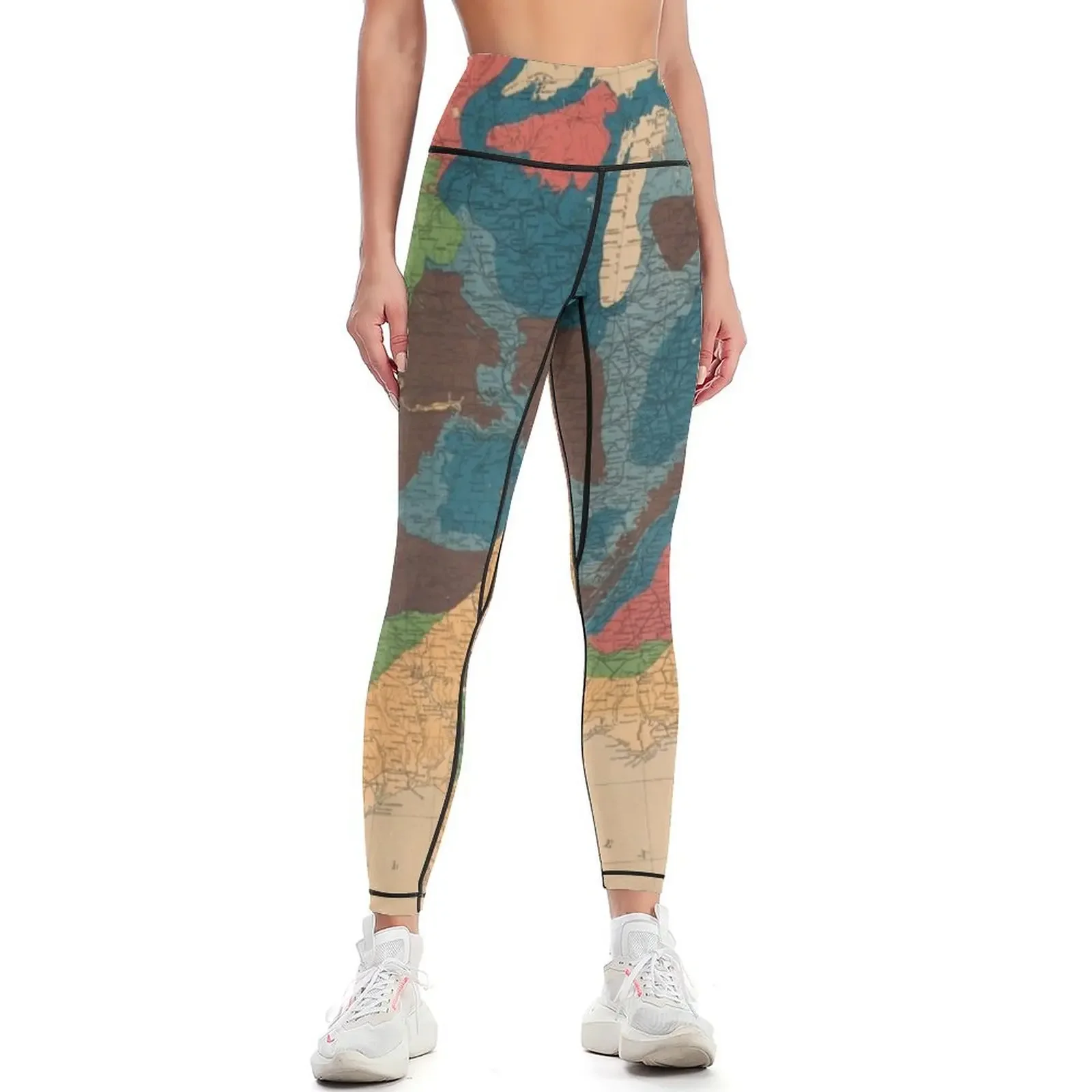 

Vintage United States Geological Map (1872) Leggings push up fitness Sports female sporty woman push up Womens Leggings