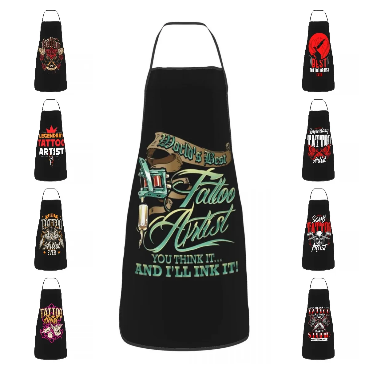 Unisex World\'s Best Tattoo Artist Apron Kitchen Chef Cooking Baking Bib Men Women Tattooists Tablier Cuisine for Painting