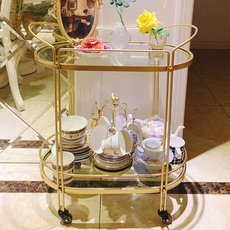 Nordic light luxury restaurant side few trolleys tea table wine trolley with wheels movable rack food delivery car