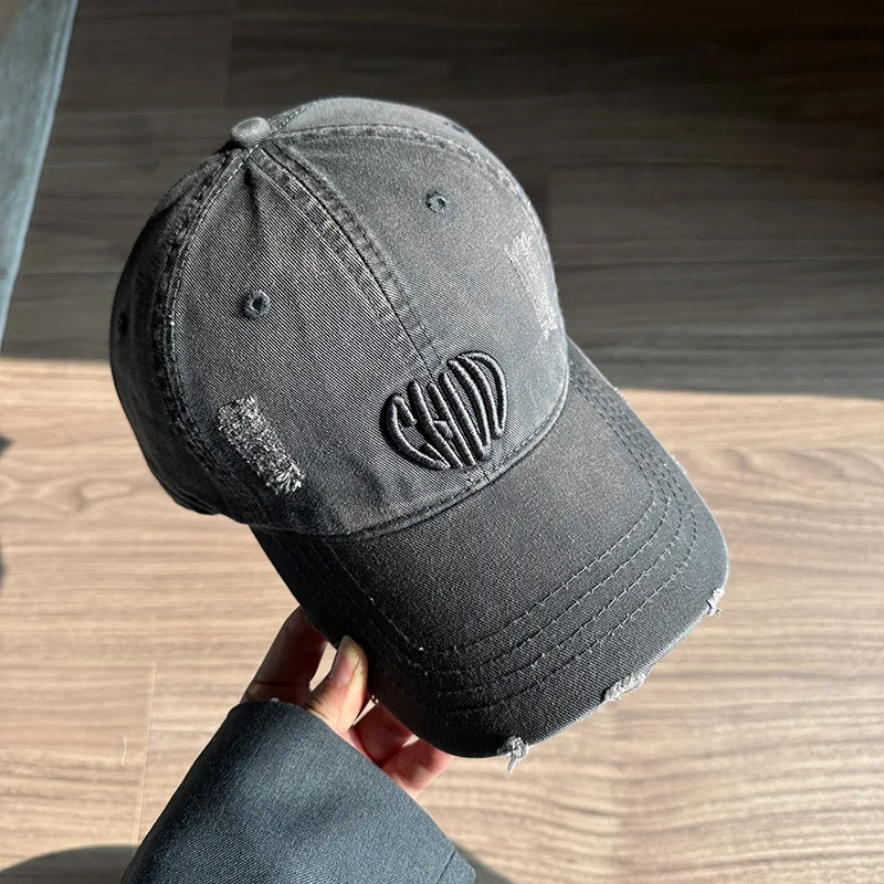 الرجعية قبعة بيسبول غسلها الدنيم محيط الرأس الكبير الرجال والنساء القديمة ممزق ثقوب شخصية التطريز قبعة متعددة الاستخدامات