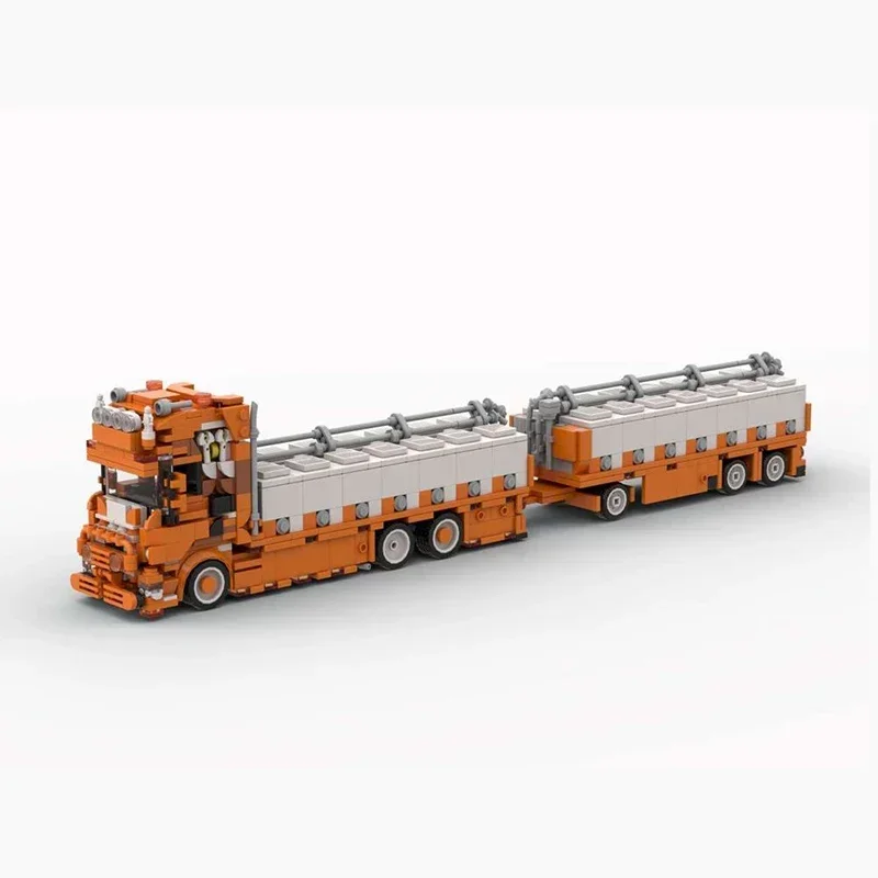 Modèle de camion-conteneur MOC, briques de construction, véhicule de transport de poisson, blocs modulaires technologiques, jouets de Noël, ensembles de bricolage, assemblage, cadeau