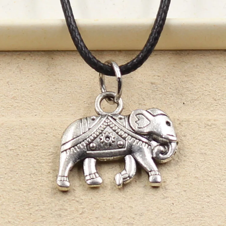 جديد دائم جلد صناعي أسود تايلاند يتصاعد الفيل قلادة الحبل المختنق سحر DIY ريترو بوهو التبتية قلادة مجوهرات #1