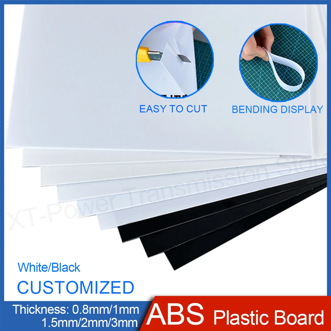 

5/2/1Pcs ABS Plastic Board Suitable For DIY Building Model Parts Thickness 0.8mm/1mm/1.5mm/2mm/3mm White/Black Customized Sheet