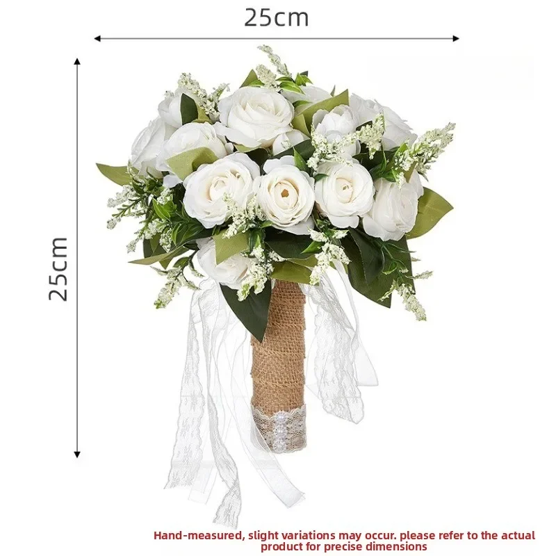 1 قطعة باقة محاكاة يدوية لحفلات الزفاف دعائم التصوير الفوتوغرافي ، زهرة العروس المزروعة باليد دعائم الزفاف في الهواء الطلق ، فن الأزهار #6