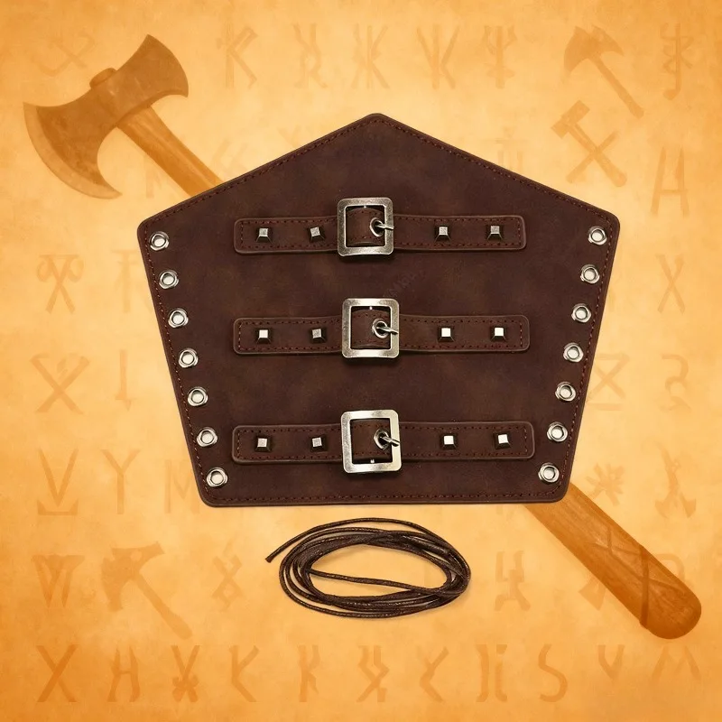 Medieval Leather Bracers Vintage Warrior Style Arm Guards LARP Costume Accessory