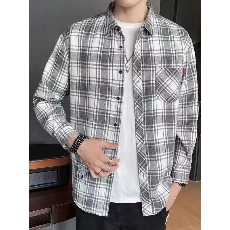 Durable Men's Casual Long Sleeve Shirt Cotton Workwear Vintage Japanese Style Summer Lightweight, Resistant to Shrinkage and