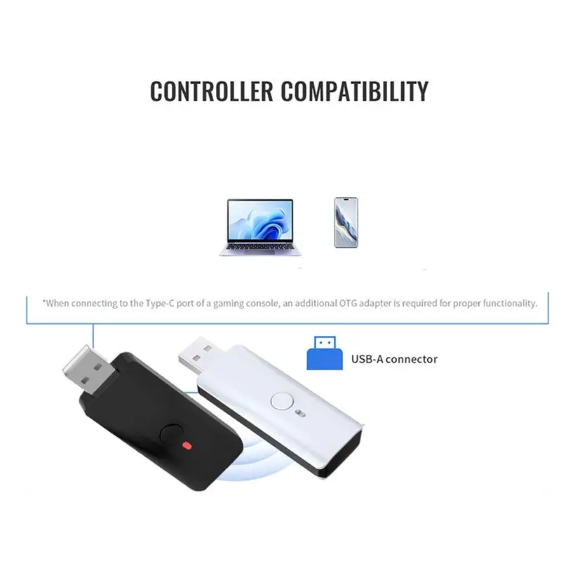 Y44A Wireless Controller Adapter Bluetooth Handle Converter for PS5/for PS4/NS/Switch PC/for Steam Deck, White