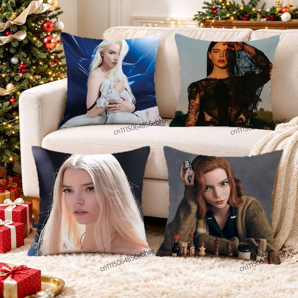 FOR Anya Taylor Joy 45x45cm Square Cushion Cover Cartoon Print Decorative Throw Pillow Case for Couch Bed Car Home Decor