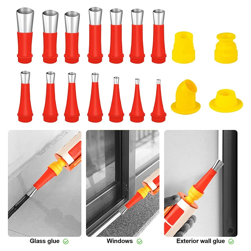 20 Pcs Caulking Nozzle, Reusable Stainless Steel Silicone Caulking Finisher Set, Caulking Tool Kit Caulking Tips Set