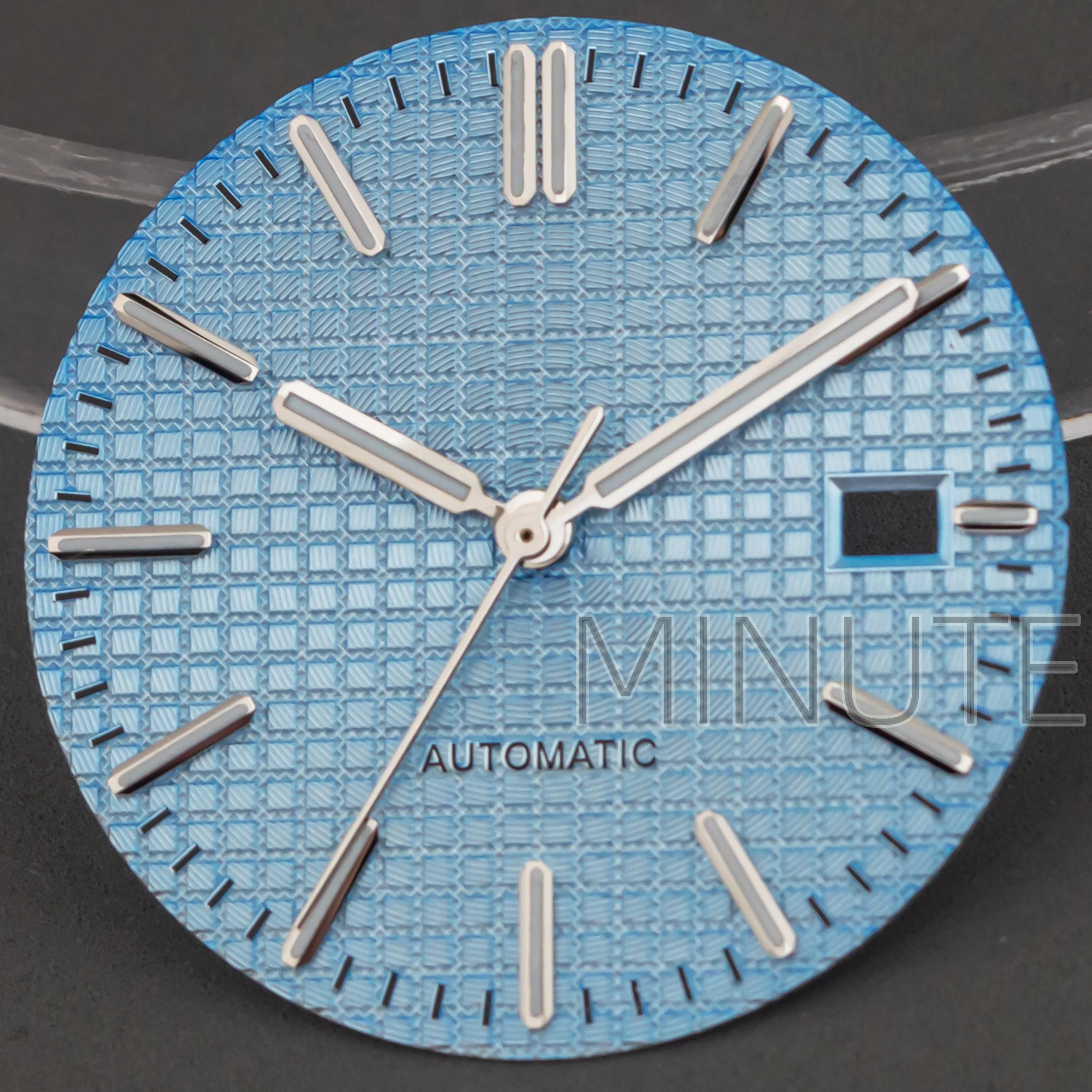 31.8 مللي متر NH35 الهاتفي الأيدي الأخضر مضيئة أسود أزرق ارتفع الذهب ساعة الطلب لحركة NH36 رويال أوك حافظة ساعة اكسسوارات أجزاء