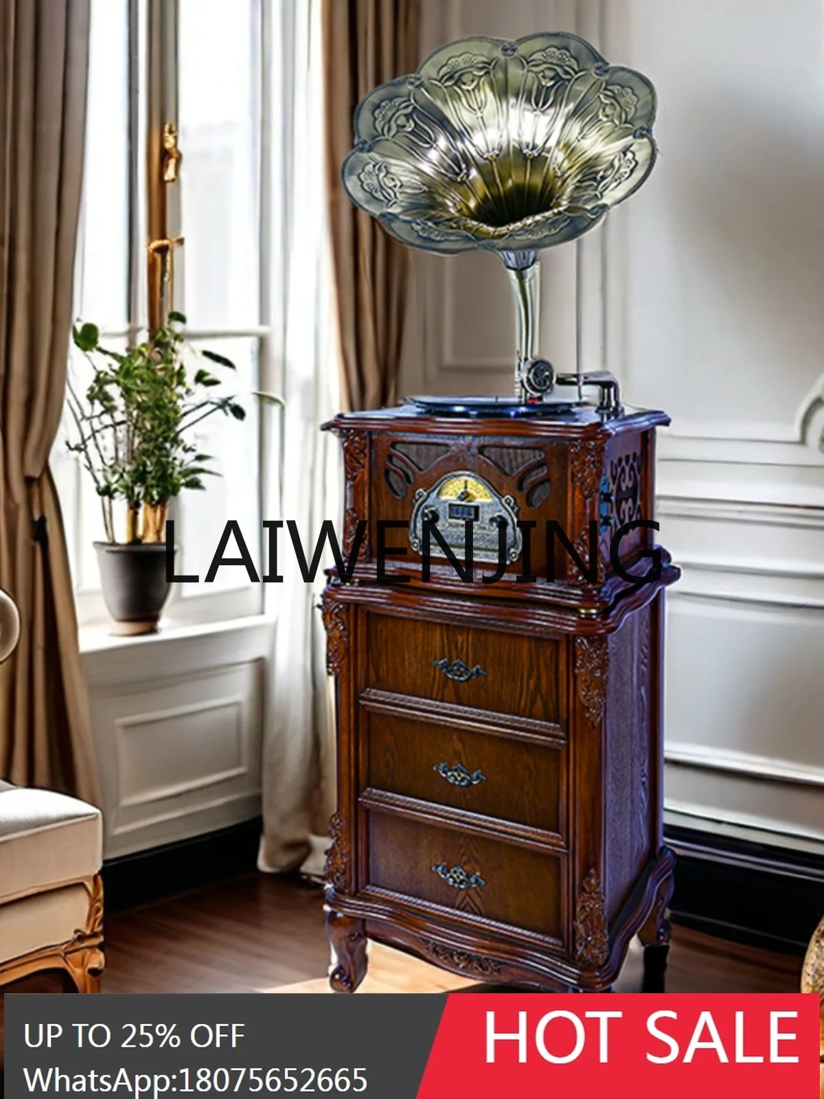 Phonograph Retro Living Room European-Style Vintage Antique Karaoke Vinyl Record Player