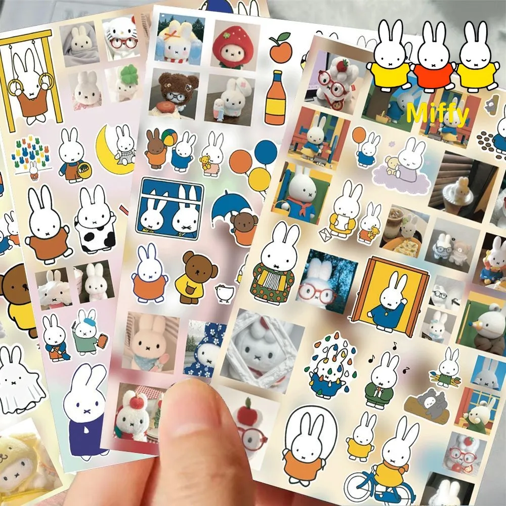 

Kawaii Miffy наклейки с кроликом в стиле ins, милые креативные материалы для коллажа «сделай сам», высокого уровня, водонепроницаемые наклейки