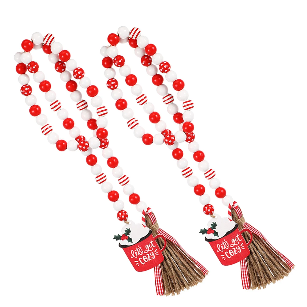 

2Pcs Colored Decorative Tassel String Rustic Wood Bead Wood Bead Festive Decorative s HomeDecoration