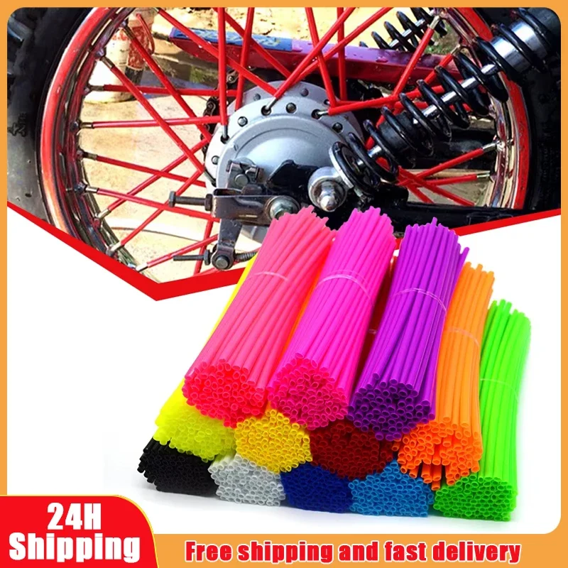 72Pcs Motorcycle Wheel Spoked Protector Wraps Rims Skin Trim Covers Pipe For Motocross Bicycle Bike Cool Accessories