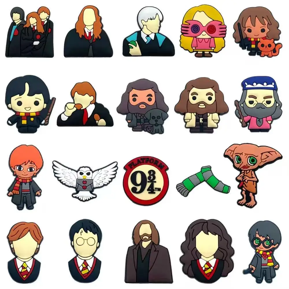 17/37 PCS Hot Toys Harry Potter Shoes Charms PVC Anime Shoe Decoration Accessories Fashion Boys Sandals Shoe Buckle DIY Wrist St view 2
