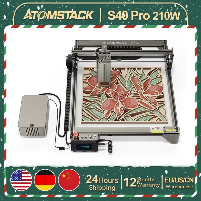 ATOMSTACK A/S40 PRO 210W Laser Engraving Cutting Machine APP Control with Dual Air Assist Wood Acrylic Stainless steel Engraving