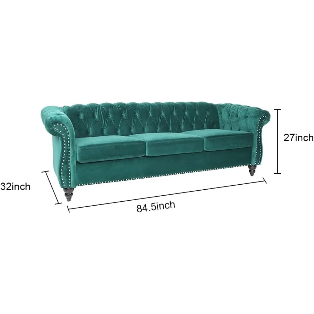 3 seat Sofa, Velvet Sofa Living Room Sofa Large Sofa Modern Chesterfield Fabric Modern 3 Seater Couch Furniture Classic Tufted