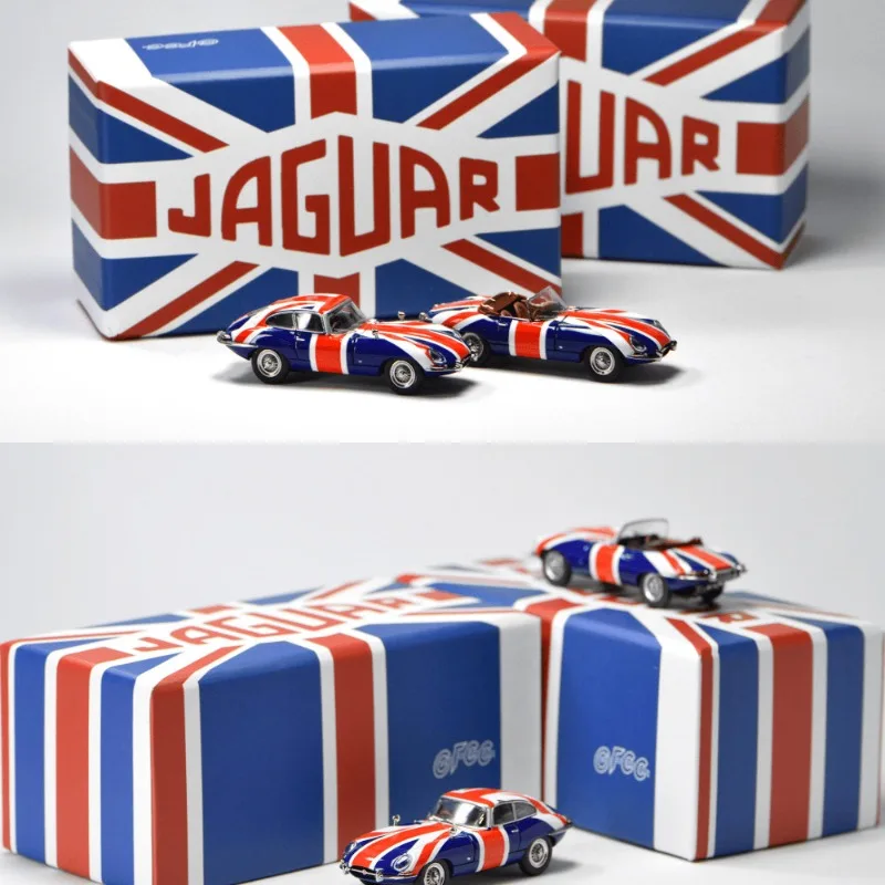 Limited edition 1:64 E-type Union flag alloy die-cast miniature simulation car model creative decorative item for festival gifts