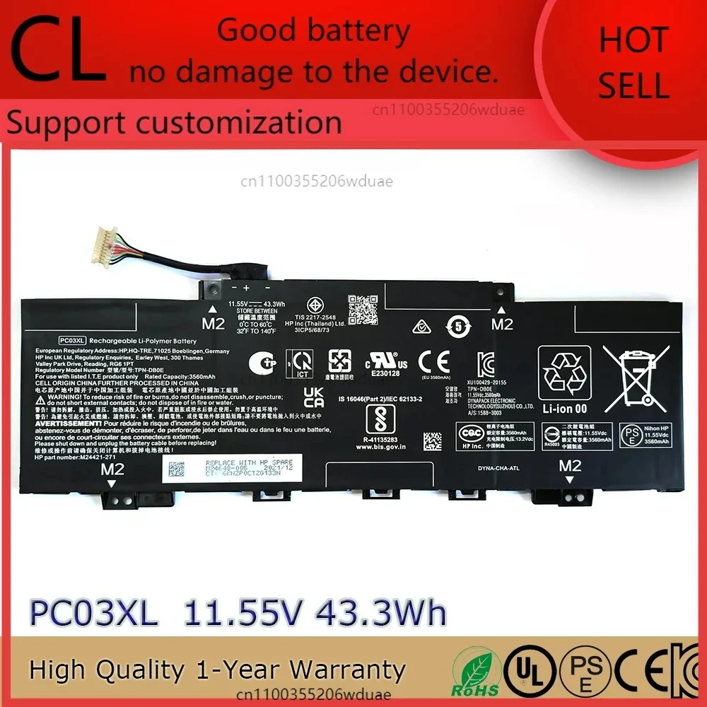 

Совершенно новый оригинальный аккумулятор для ноутбука PC03XL 11,55 В 43,3 Втч для HP Pavilion x360 14 15-er0006ur TPN-DB0E M24648-005 HSTNN-OB1W и т. д.