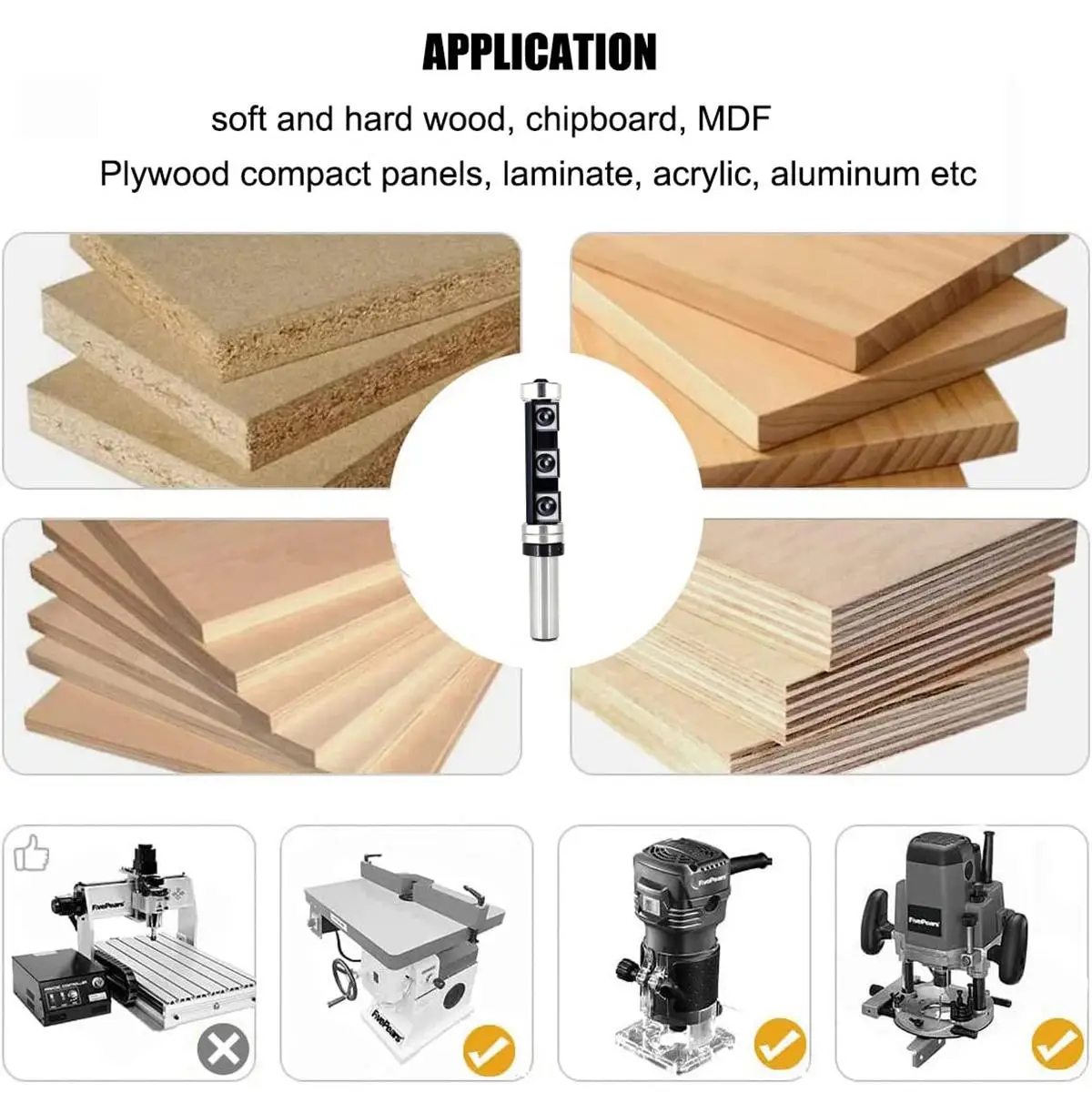 

Woodworking Milling Cutter Router Bit Shank Size 1/2 inch 12mm Interchangeable Blades Easy Installation for Precision Cutting