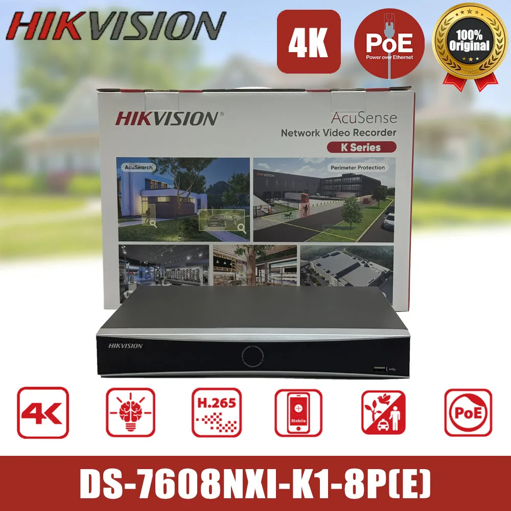 

Hikvision DS-7608NXI-K1(E) 8-канальный 1U 4K сетевой видеорегистратор AcuSense H.265+ с AI-детектором лиц для 8-канальной системы видеонаблюдения