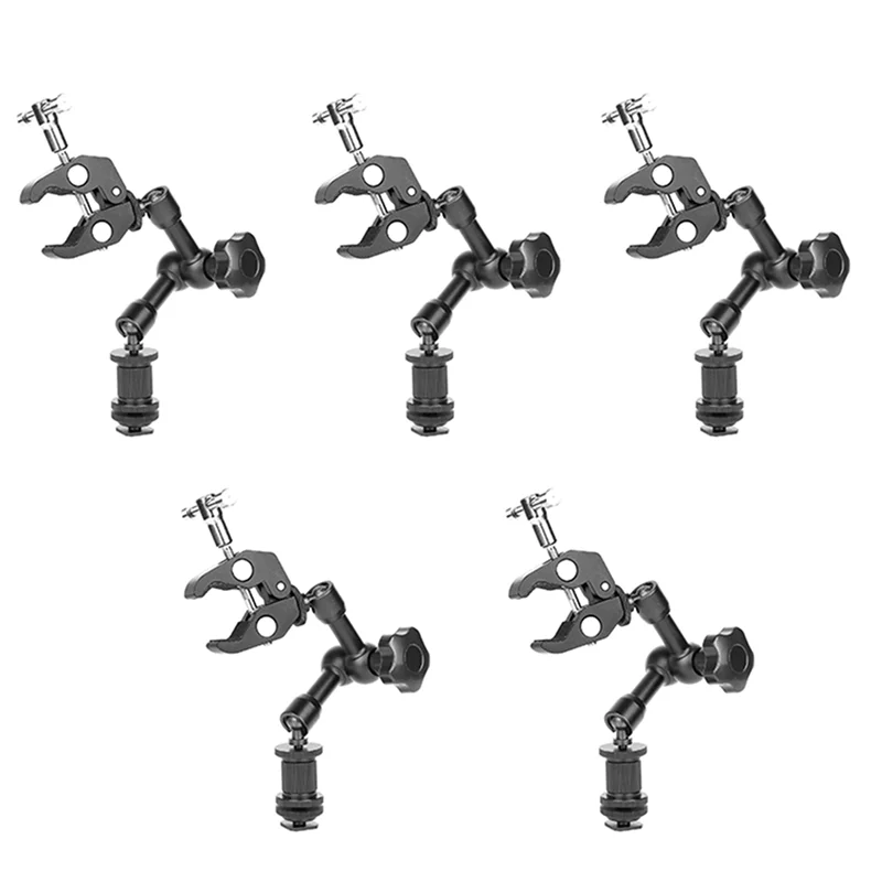 

5X Magic Arm 7 Inch Articulating Friction Arm Clamp Adjustable Rod Clamp Pliers Clip With 1/4 Inch And 3/8 Inch Thread-PZZW