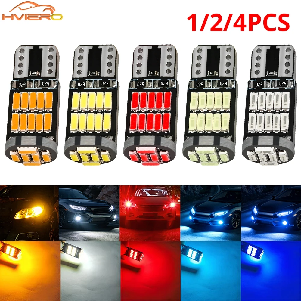 1/2/4PCS Auto License Plate Bulb Reading Light Instrument Lights T10 4014 26SMD W5W 194 Led Canbus No Error Car Interior Lamp