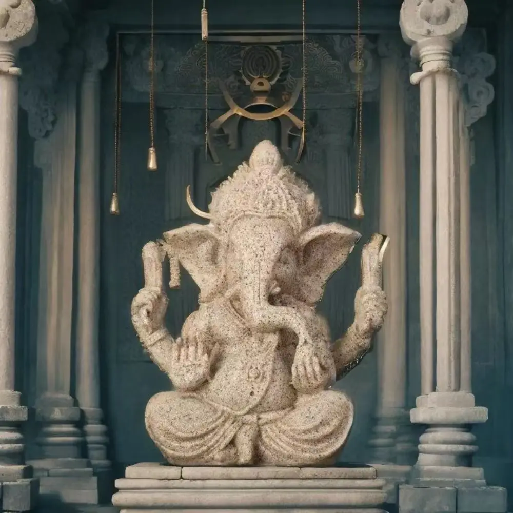 รูปปั้นช้างจากหินทราย พระพิฆเนศนั่งสมาธิ รูปปั้นพระพิฆเนศจากอินเดีย รูปปั้นพระพิฆเนศสำหรับตกแต่ง รูปปั้นพระพิฆเนศนั่งสมาธิจากหินทราย