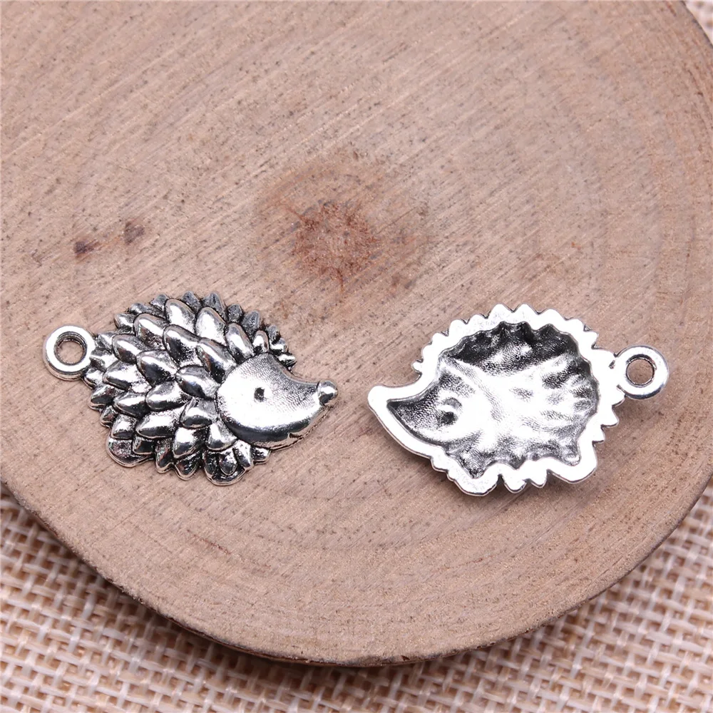 10pcs 22x14mm Antique Silver Color Hedgehog Charms Pendant Vintage Hand Crafts Jewelry Accessories