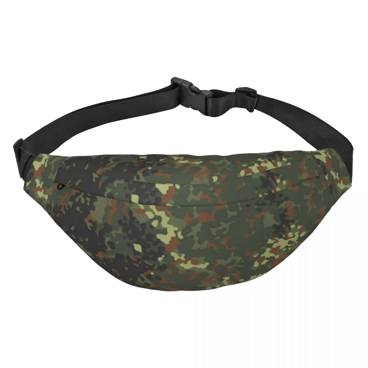 Flecktarn Camo Fanny Pack Women Men Military Army Camouflage Sling Crossbody Waist Bag for Camping Biking Phone Money Pouch