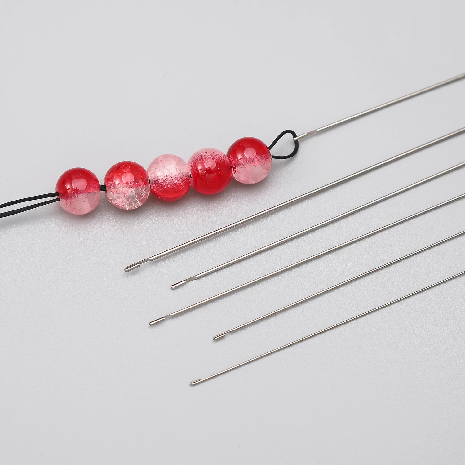 1-7Pcs 0.3-0.9mm Stainless Steel Beading Needles Easy Thread String Cord Test Tube Packaging Pins For DIY Jewelry Making Tools